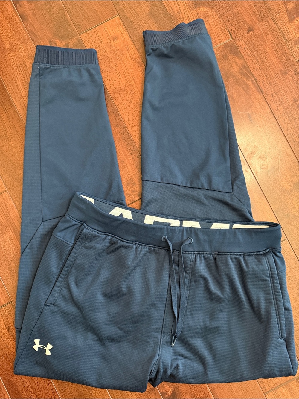 Under Armour Cold Gear Navy Blue Waffle Knit Athletic Jogger Pants L